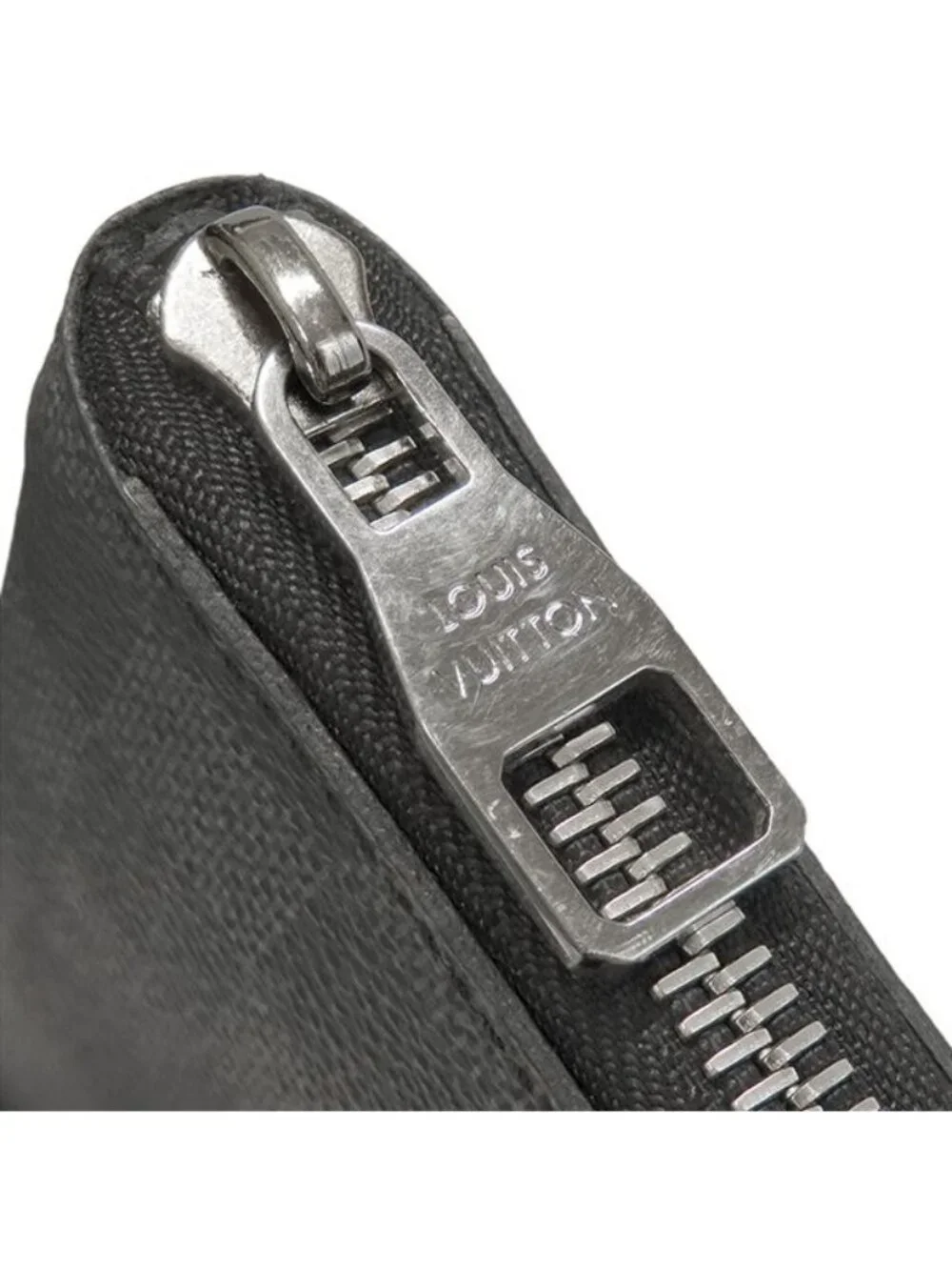Louis Vuitton Wallet Zippy Vertical Damier Graphite Canvas Silver Zip Around
